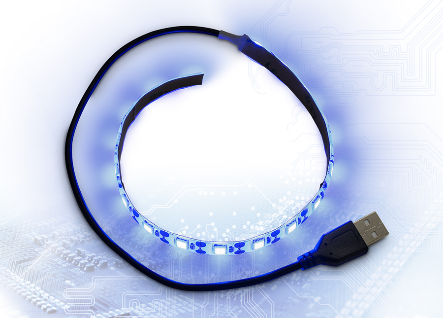 LED strip 30cm, USB AM, blue LEDs