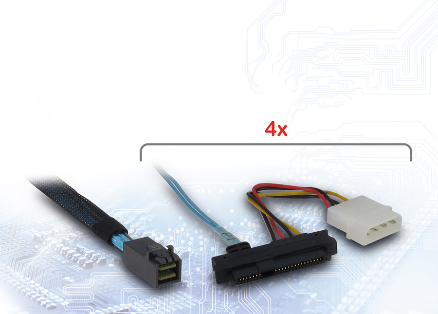 Cable SFF-8643 to 4x SFF-8482/S-ATA Power